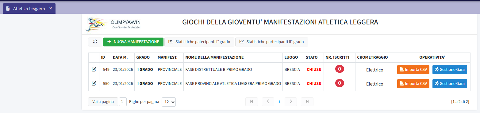 Gestione Manifestazioni